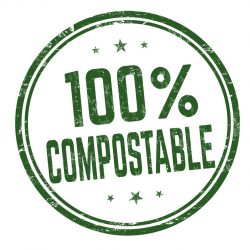 100 % compostable sign or stamp on white background, vector illustration